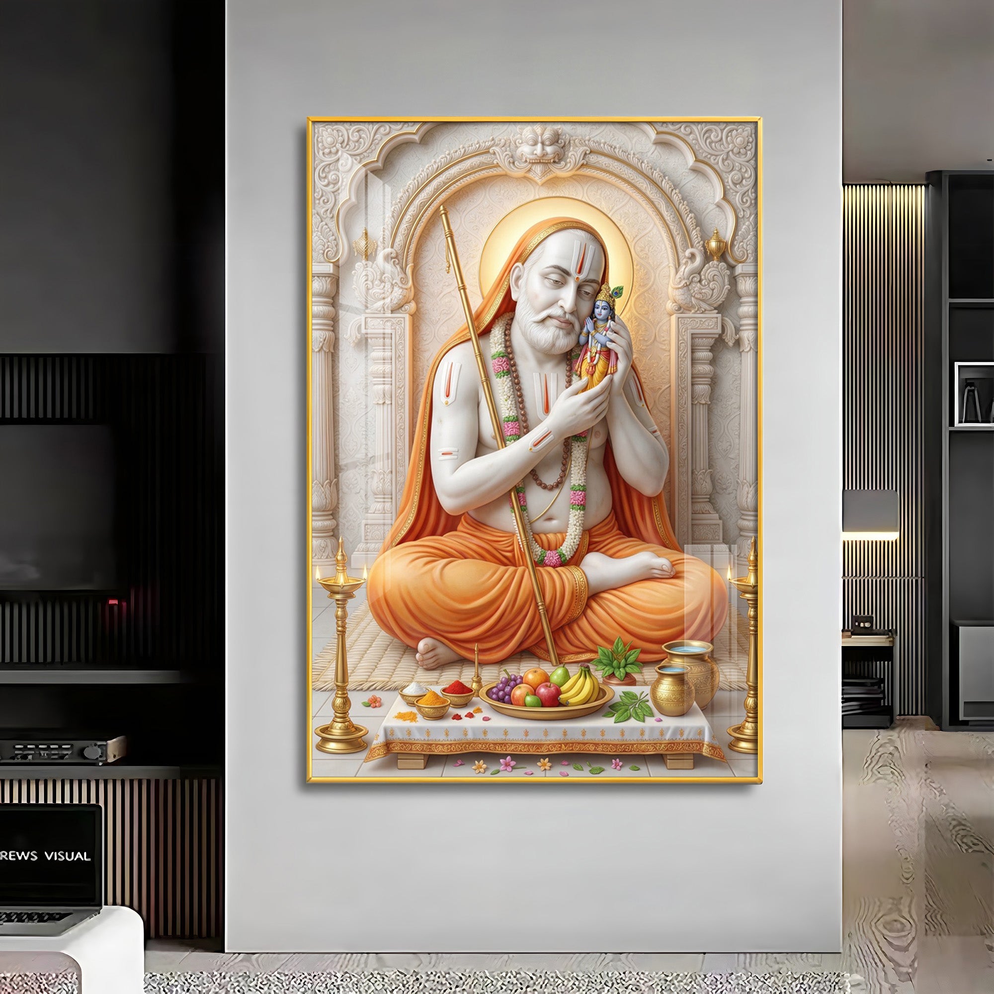 Sri Guru Raghavendra Swamy Premium Acrylic Vertical Wall Art
