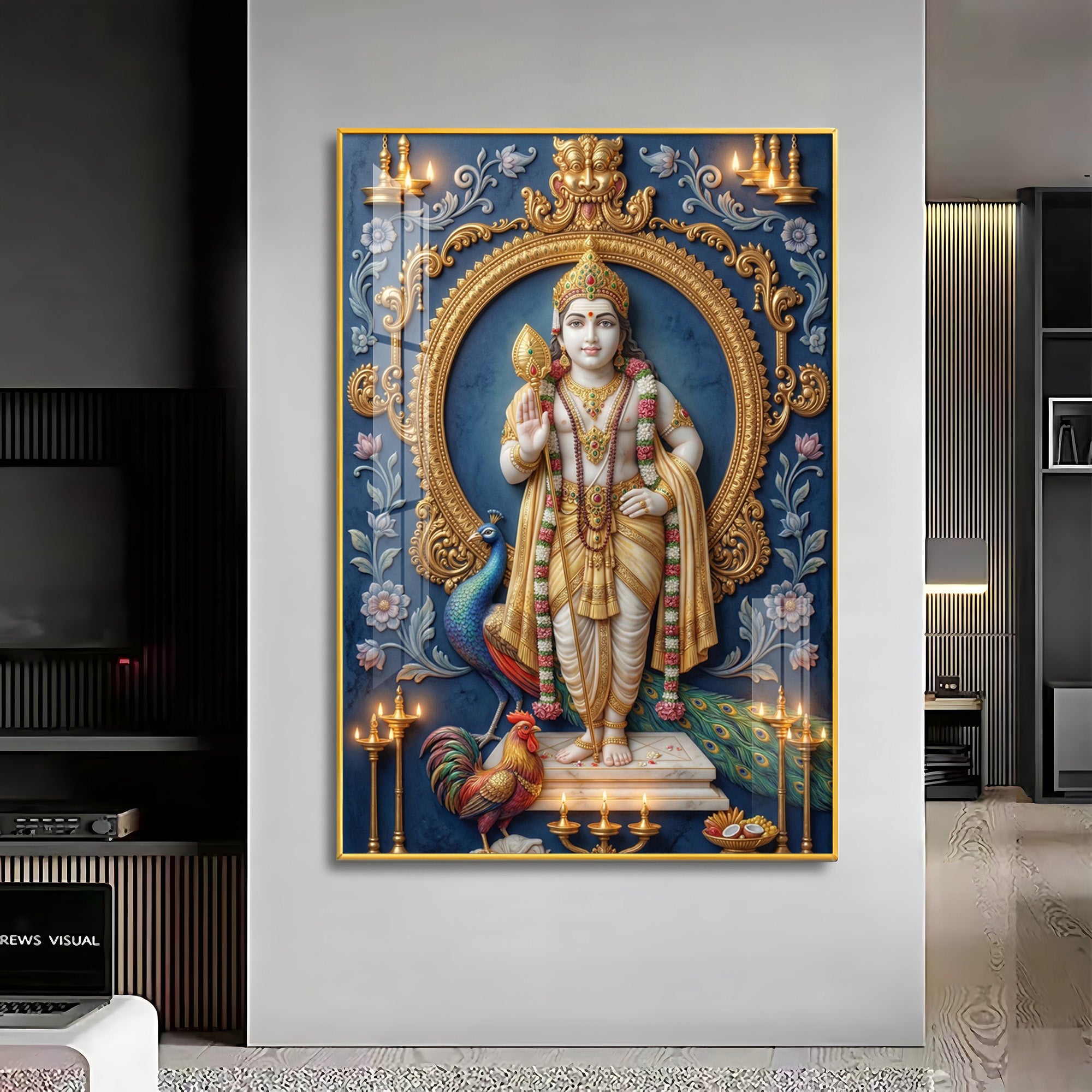 Hindu Lord Murugan Premium Acrylic Vertical Wall Art