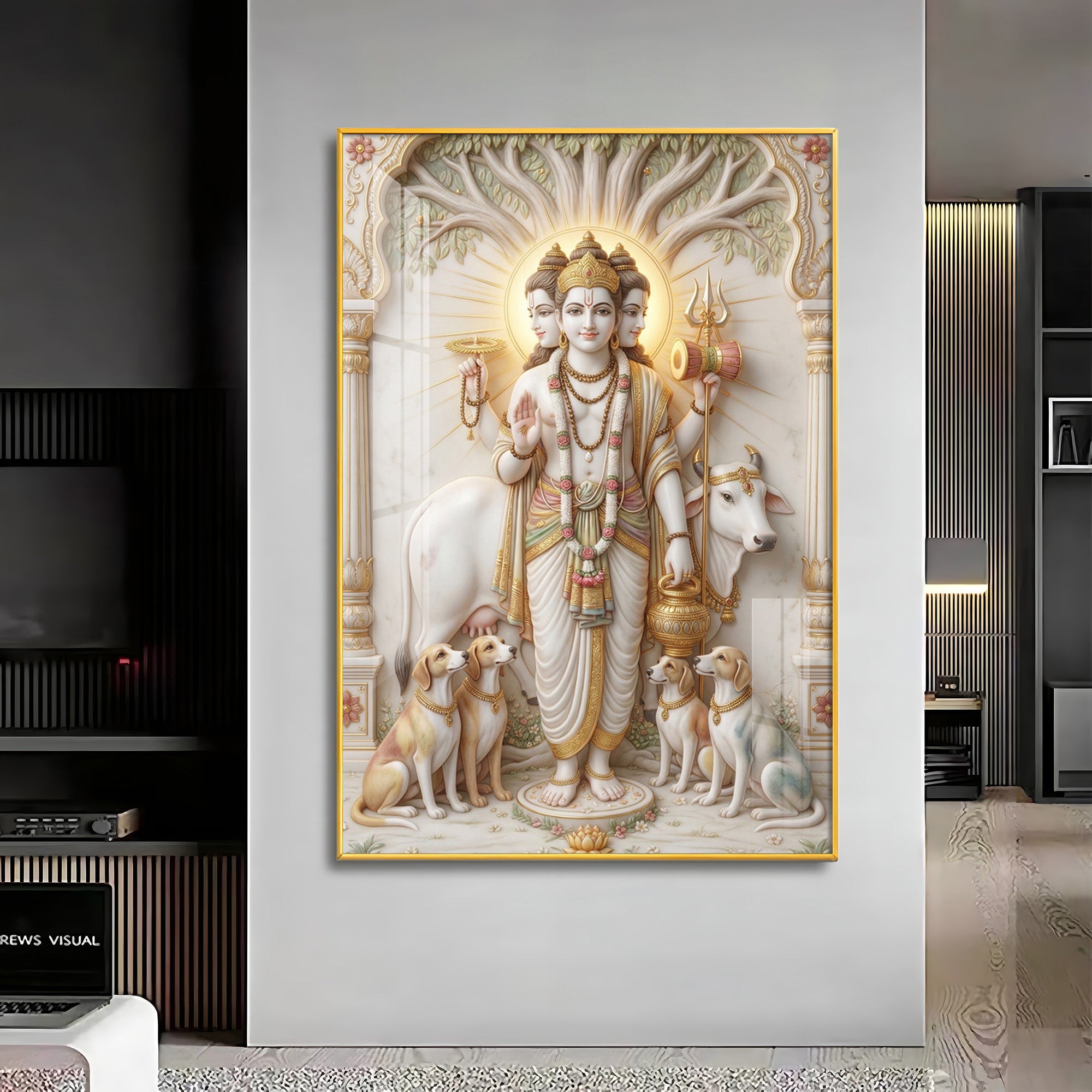 Hindu Deity Dattatreya Ji Premium Acrylic Vertical Wall Art