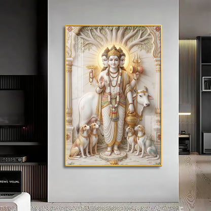 Hindu Deity Dattatreya Ji Premium Acrylic Vertical Wall Art
