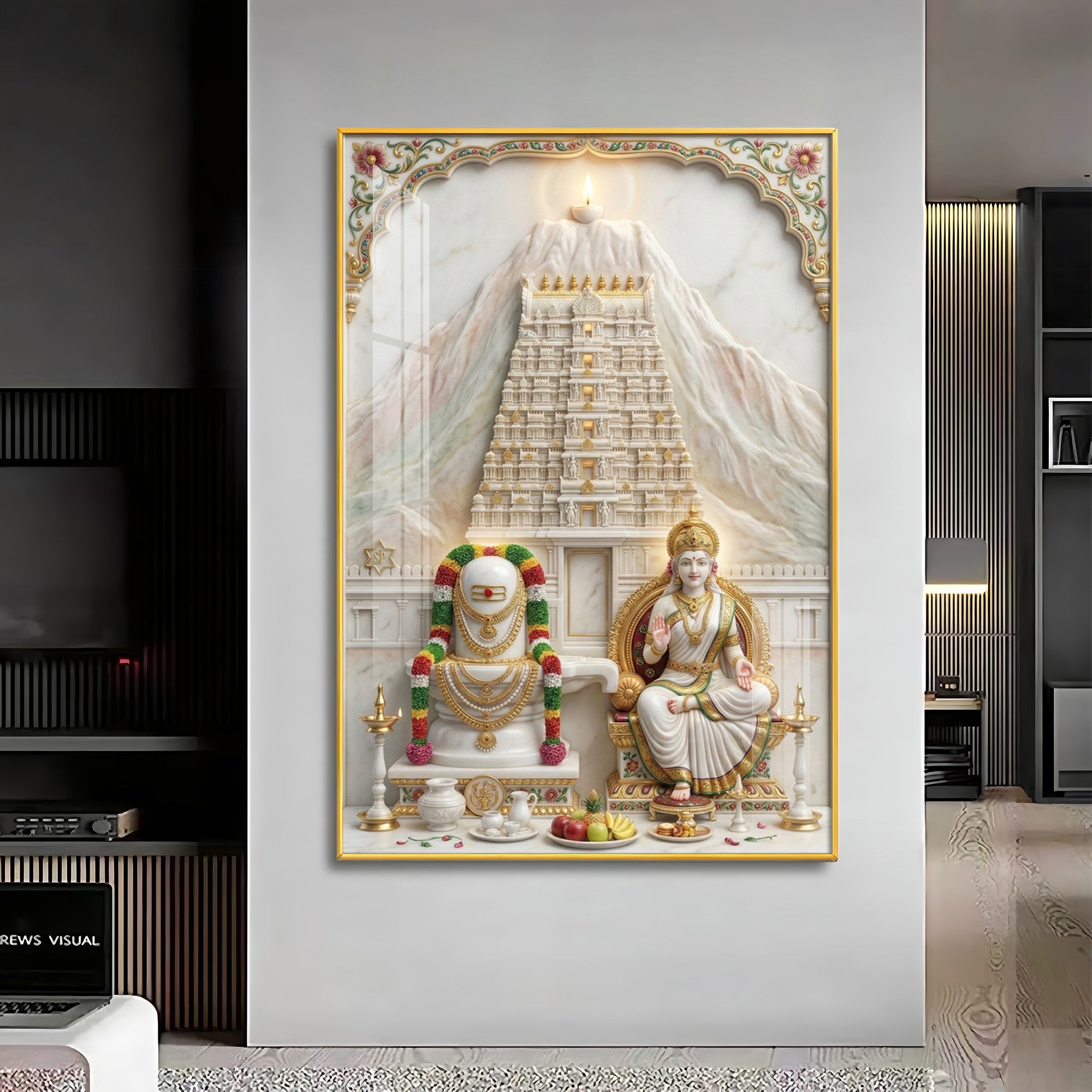 Shivalingam and Goddess Parvati Premium Acrylic Vertical Wall Art