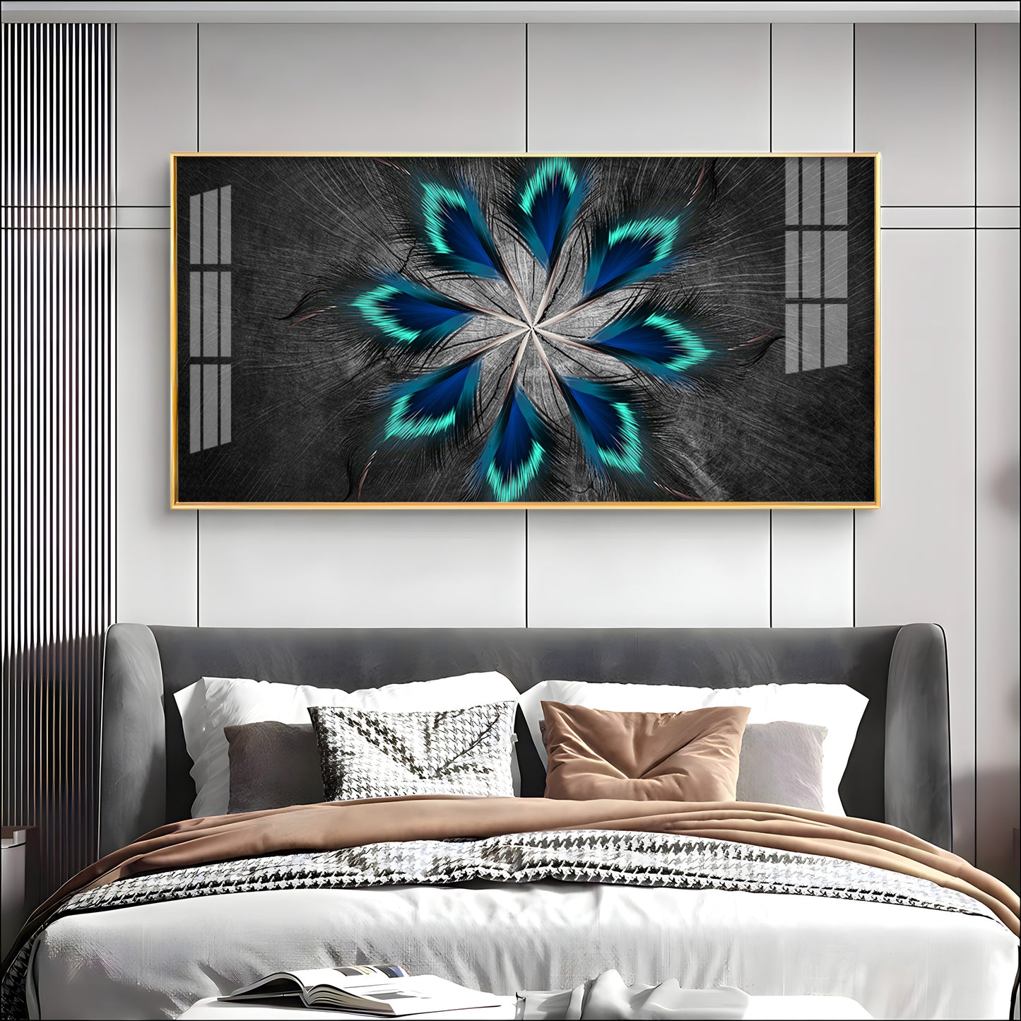 Stylish Modern Feather Premium Acrylic Horizontal Wall Art