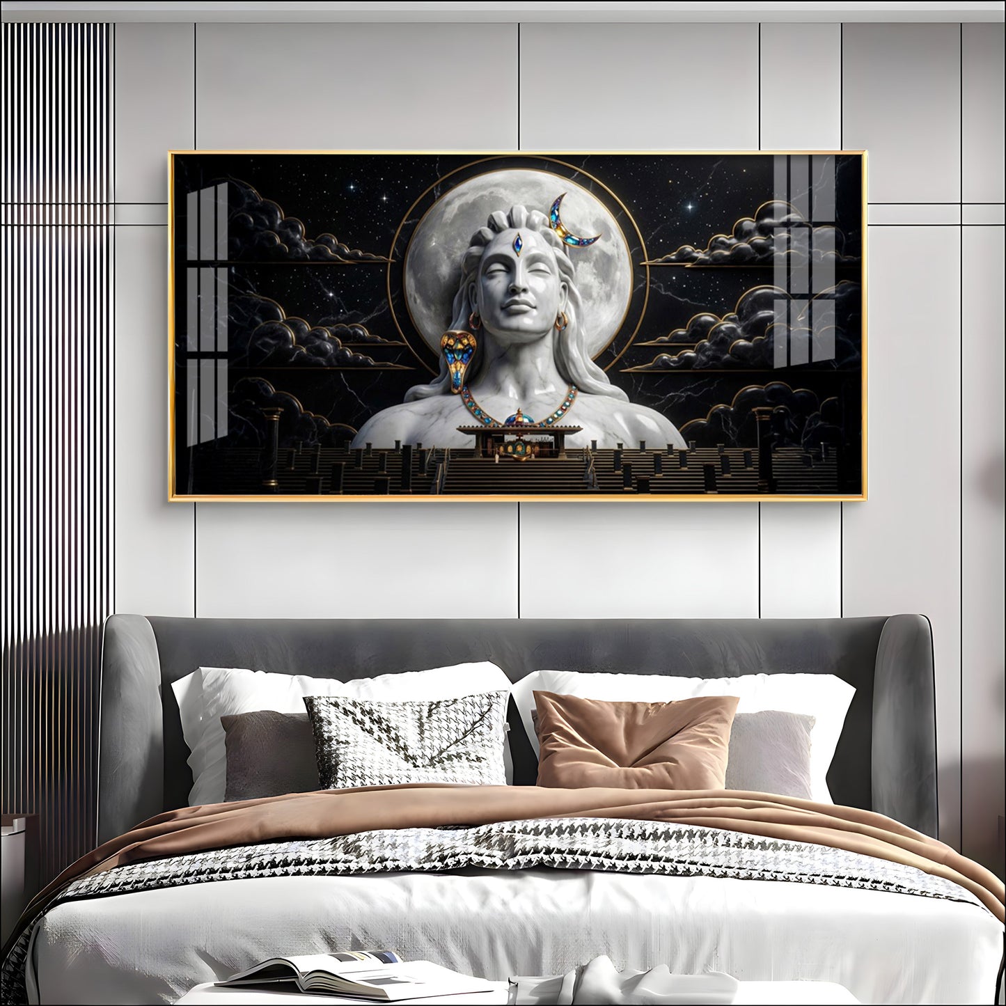 Divine Lord Shiva With Dark Clouds Premium Acrylic Horizontal Wall Art
