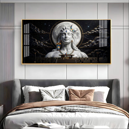 Divine Lord Shiva With Dark Clouds Premium Acrylic Horizontal Wall Art