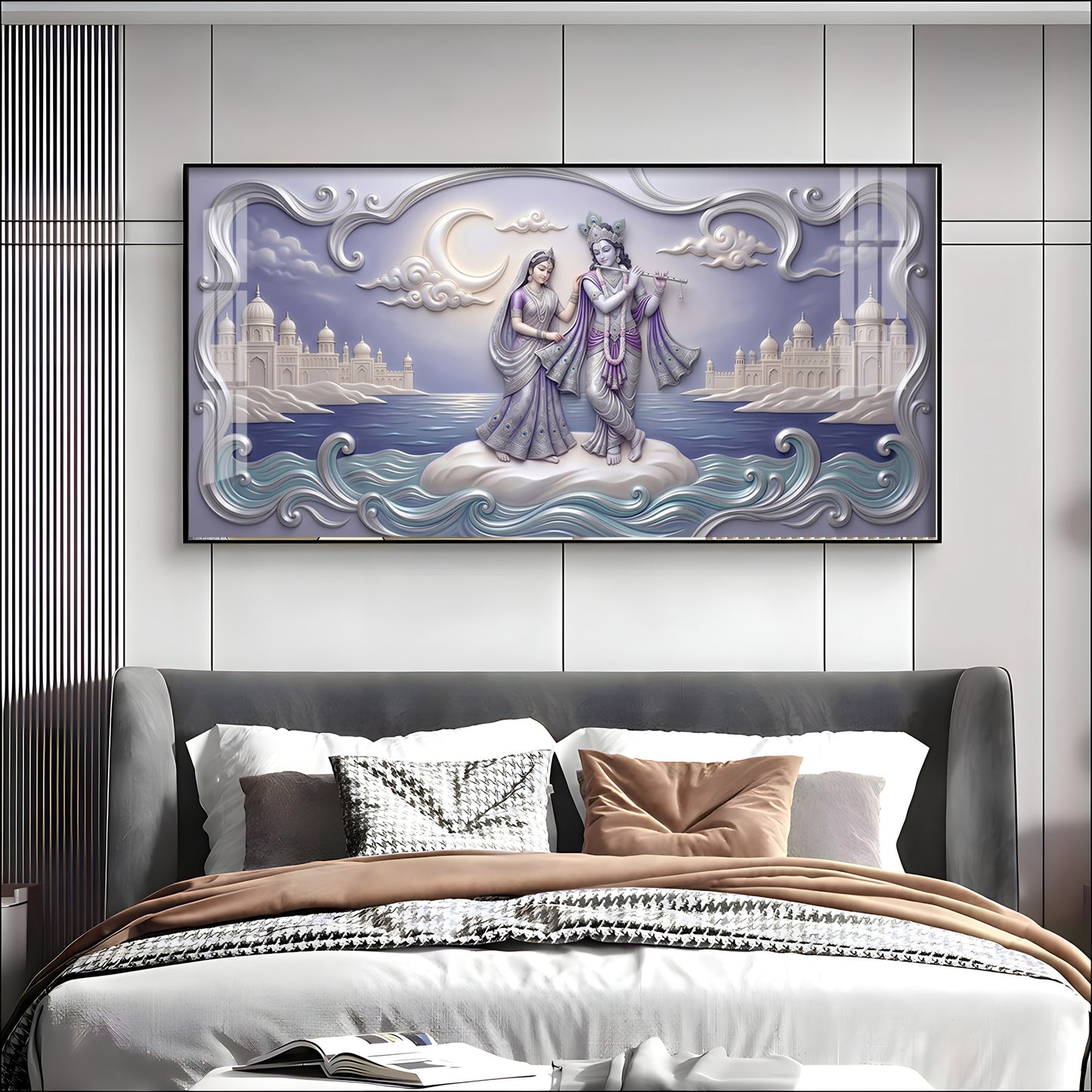 Divine God Radha Krishna Premium Acrylic Horizontal Wall Art