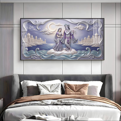 Divine God Radha Krishna Premium Acrylic Horizontal Wall Art