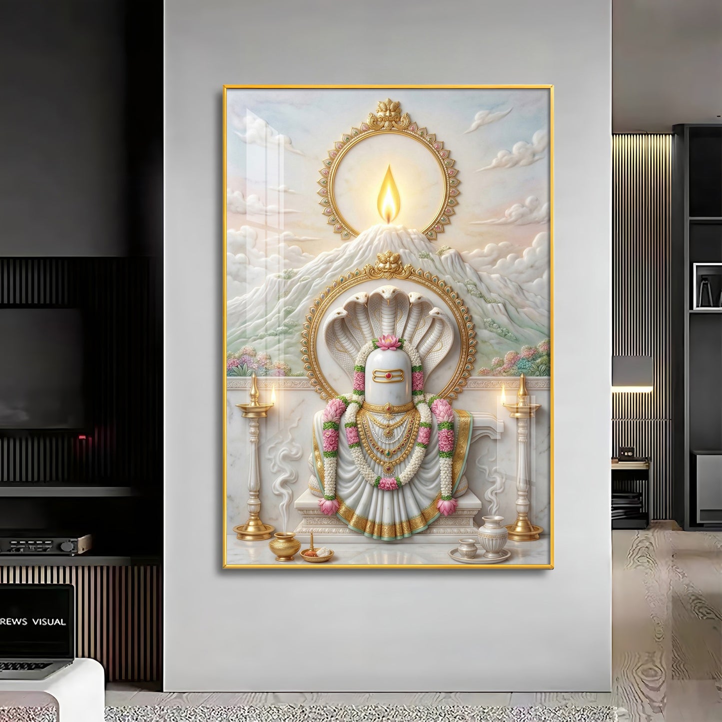 Shiva Lingam With Mount Kailash Premium Acrylic Vertical Wall Art
