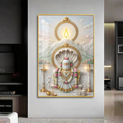 Shiva Lingam With Mount Kailash Premium Acrylic Vertical Wall Art