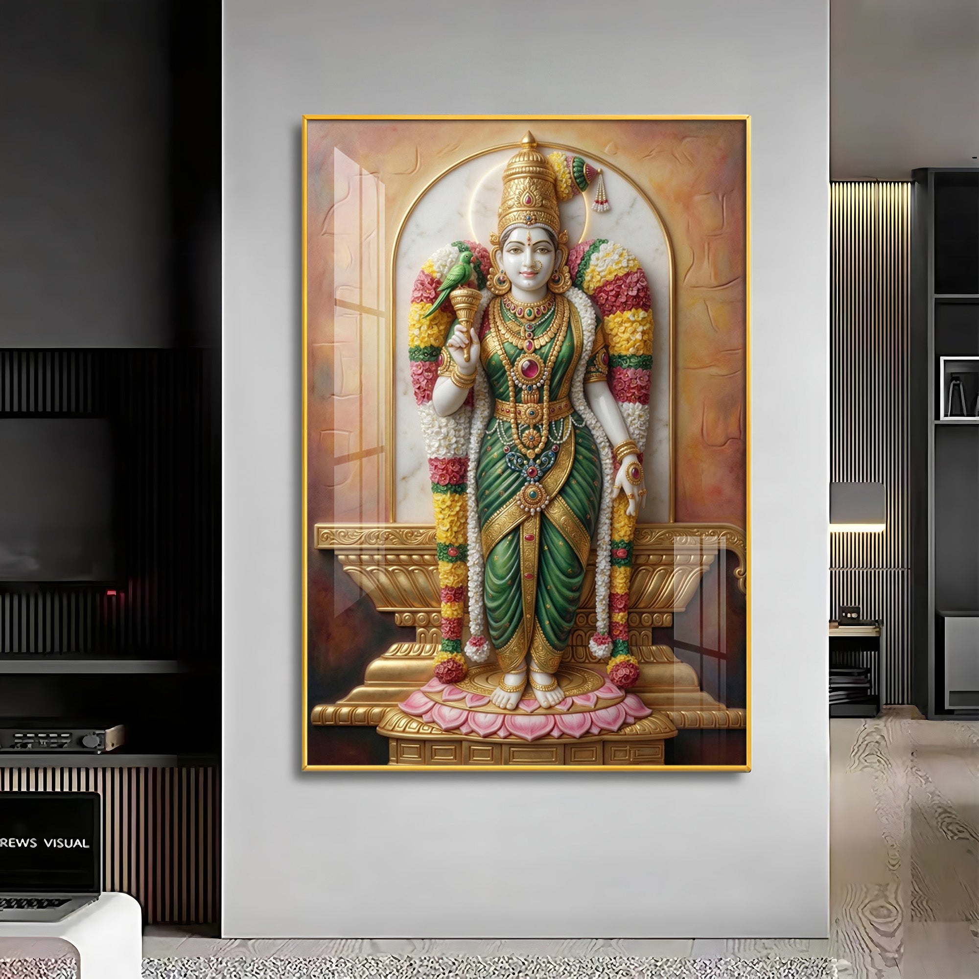 Divine Goddess Meenakshi Amman Premium Acrylic Vertical Wall Art