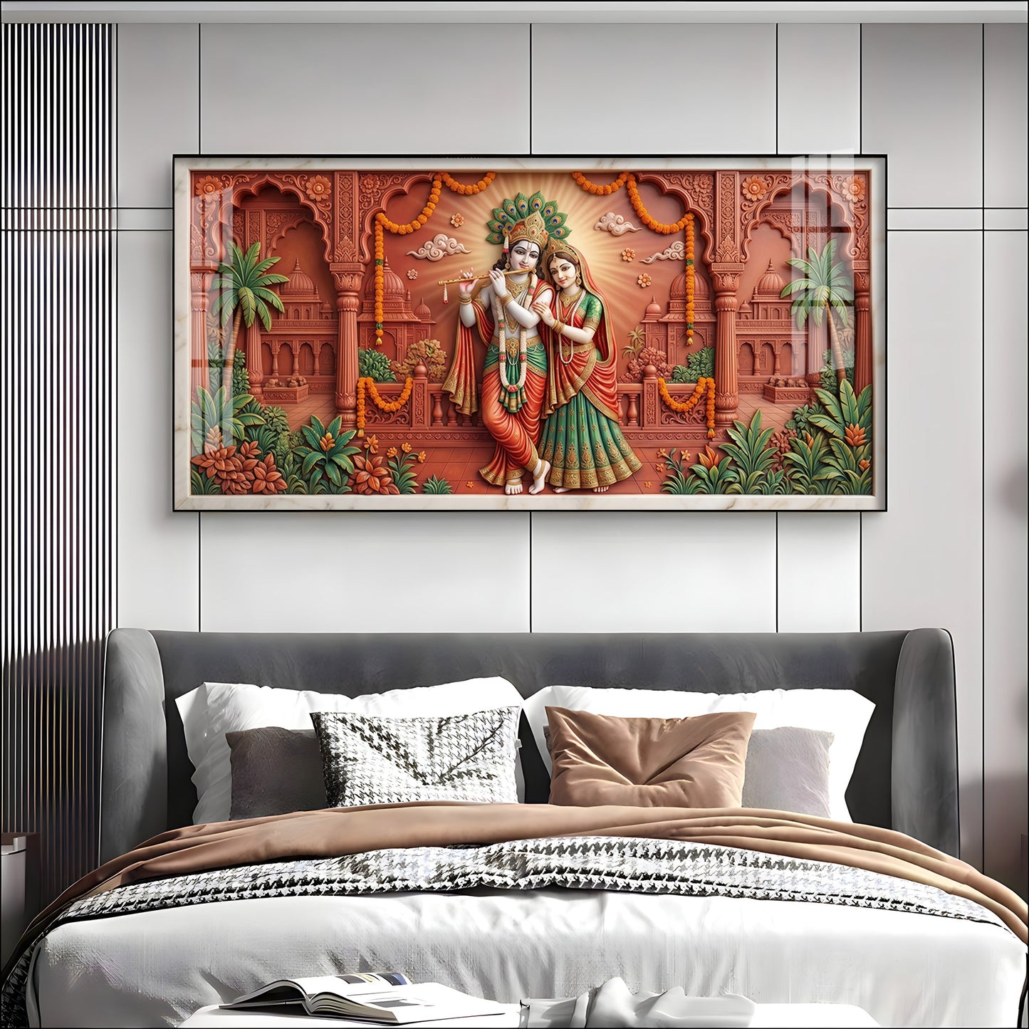 Depicting Divine Love Radha Krishna Premium Acrylic Horizontal Wall Art