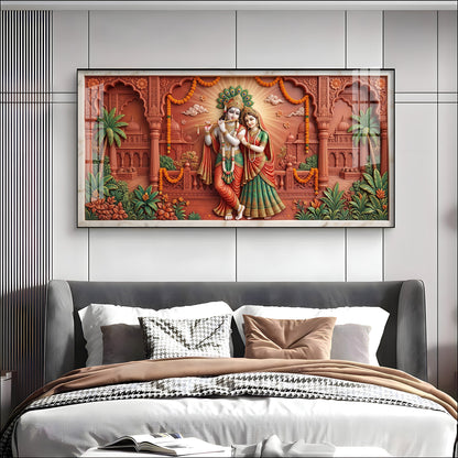 Depicting Divine Love Radha Krishna Premium Acrylic Horizontal Wall Art