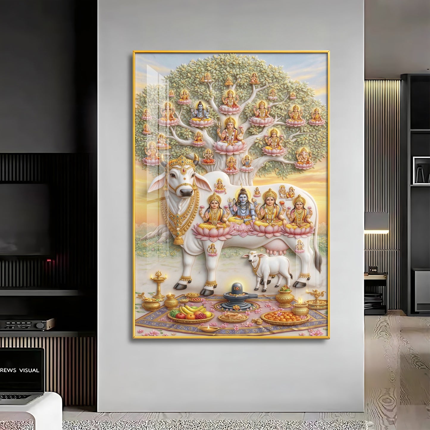 Gomatha Kamadhenu Premium Acrylic Vertical Wall Art