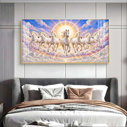 Seven Running Horses Premium Acrylic Horizontal Wall Art
