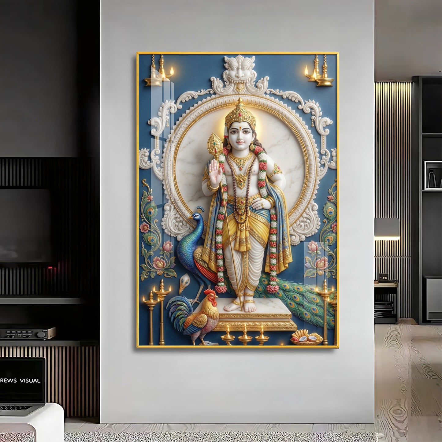 Hindu Deity Murugan Premium Acrylic Vertical Wall Art