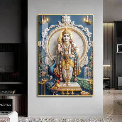 Hindu Deity Murugan Premium Acrylic Vertical Wall Art