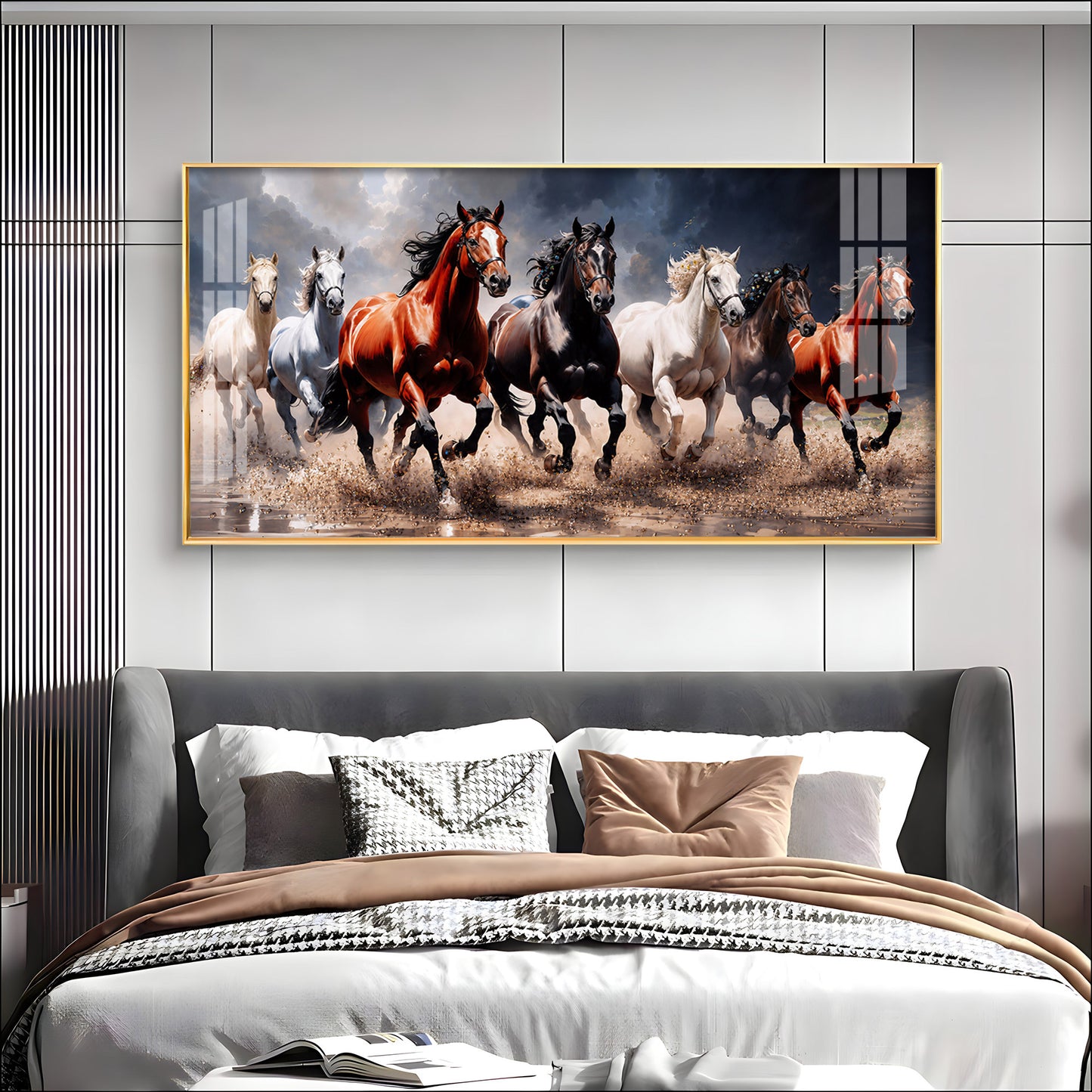 Seven Horses Run Wild Premium Acrylic Horizontal Wall Art
