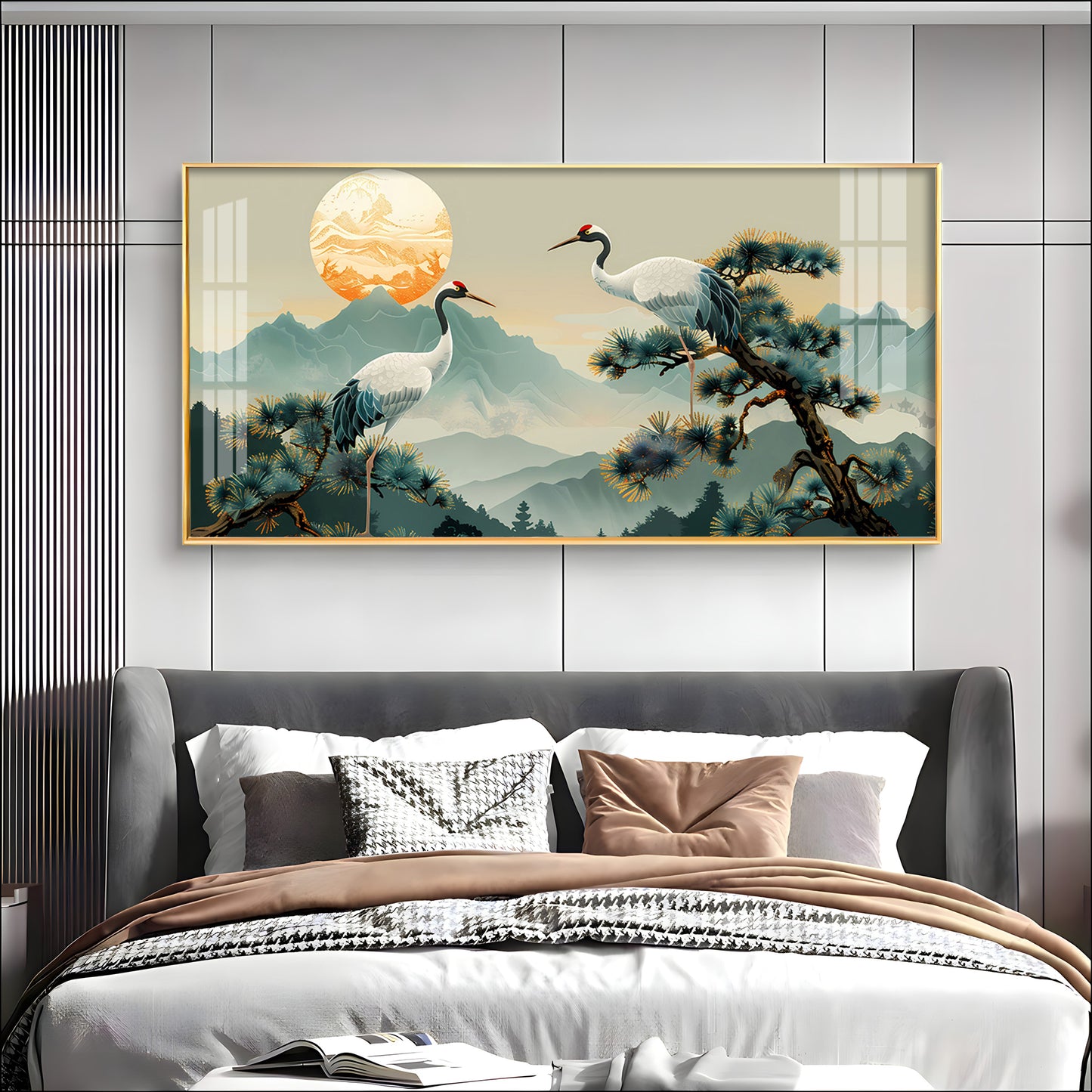 Beautiful Cranes Premium Acrylic Horizontal Wall Art