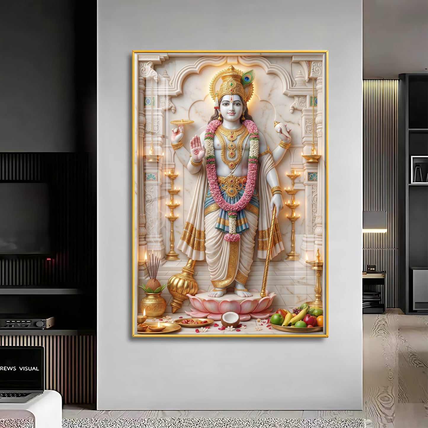 Religious Krishna ji Premium Acrylic Vertical Wall Art