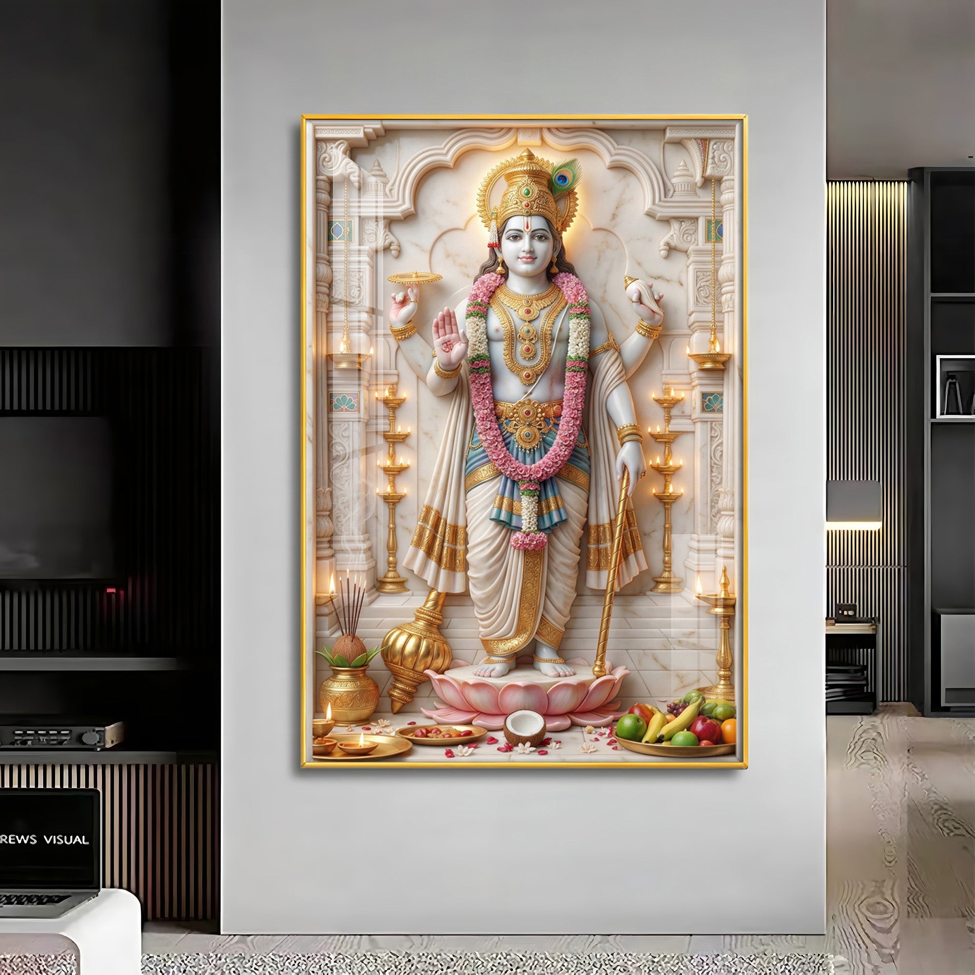 Religious Krishna ji Premium Acrylic Vertical Wall Art