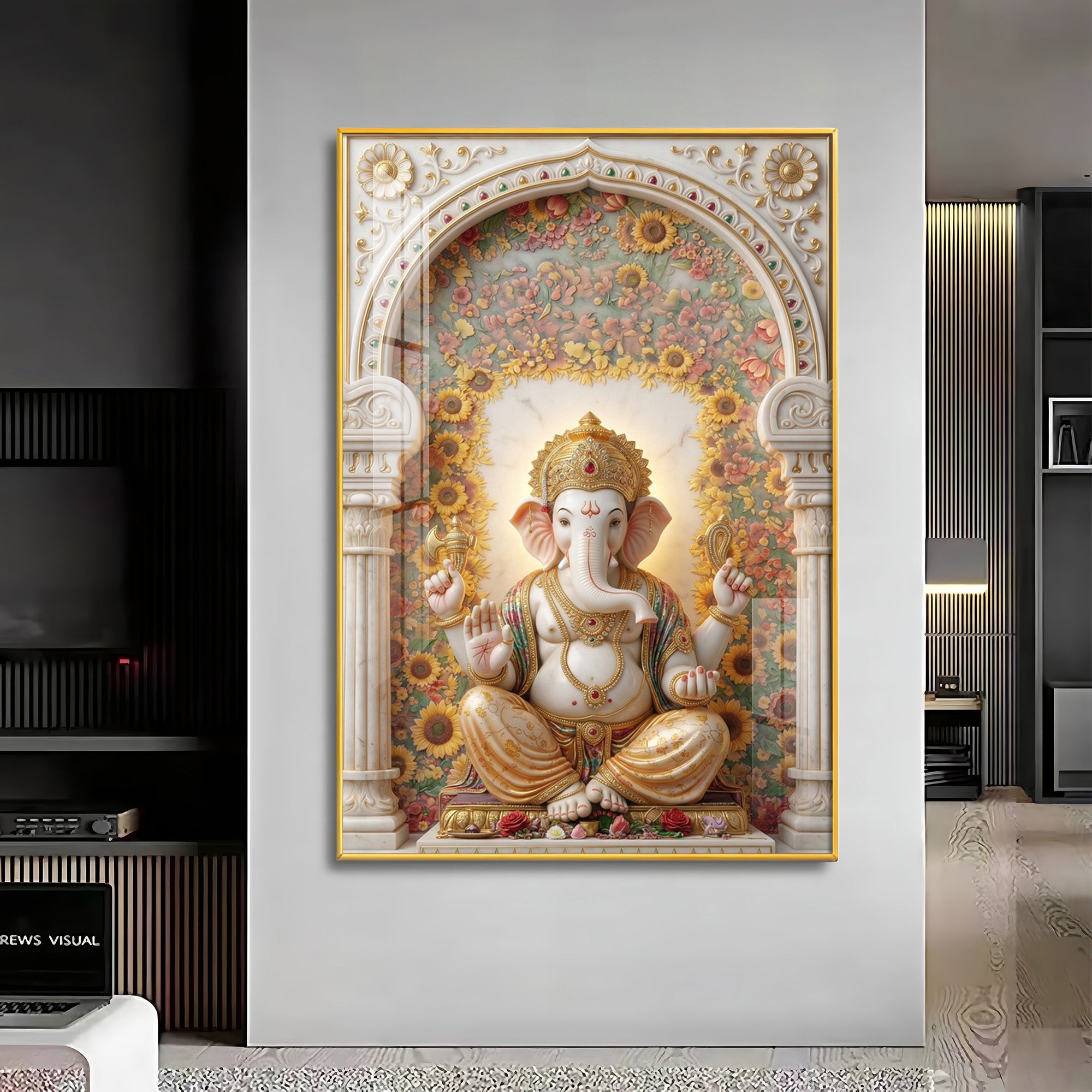 Hindu Bhagwan Ganesha Premium Acrylic Vertical Wall Art