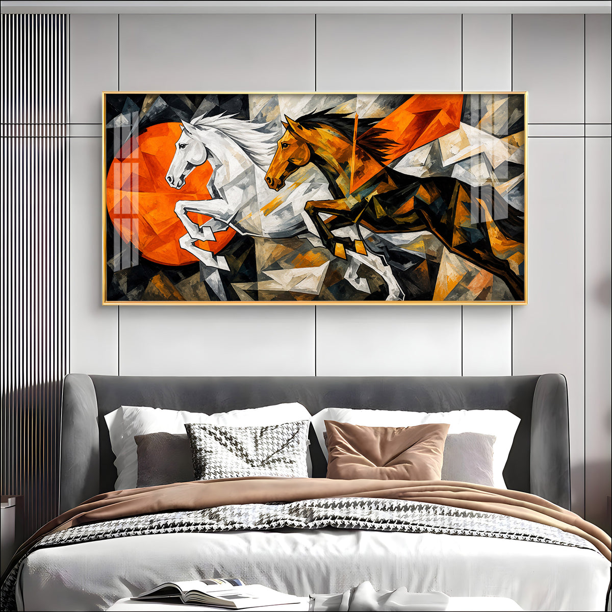 Abstract Running Horses Premium Acrylic Horizontal Wall Art