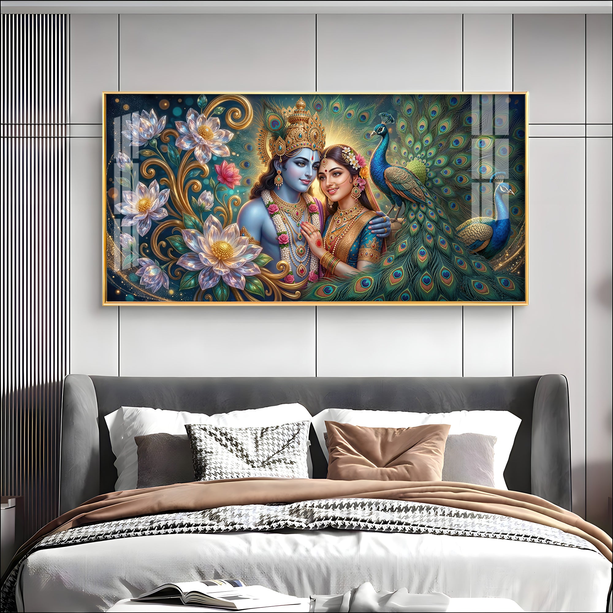 Shri Radhe Krishna Bhagwan Premium Acrylic Horizontal Wall Art