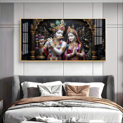 Timeless Love Krishna & Radha Premium Acrylic Horizontal Wall Art