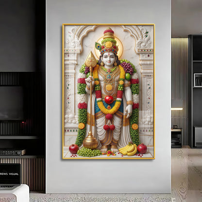 Deity Lord Murugan Premium Acrylic Vertical Wall Art