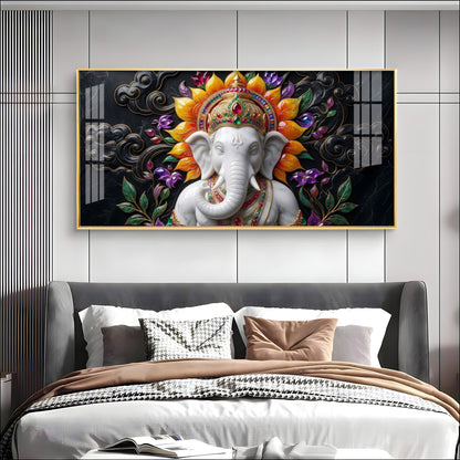 Decorated Lord Ganesha Premium Acrylic Horizontal Wall Art