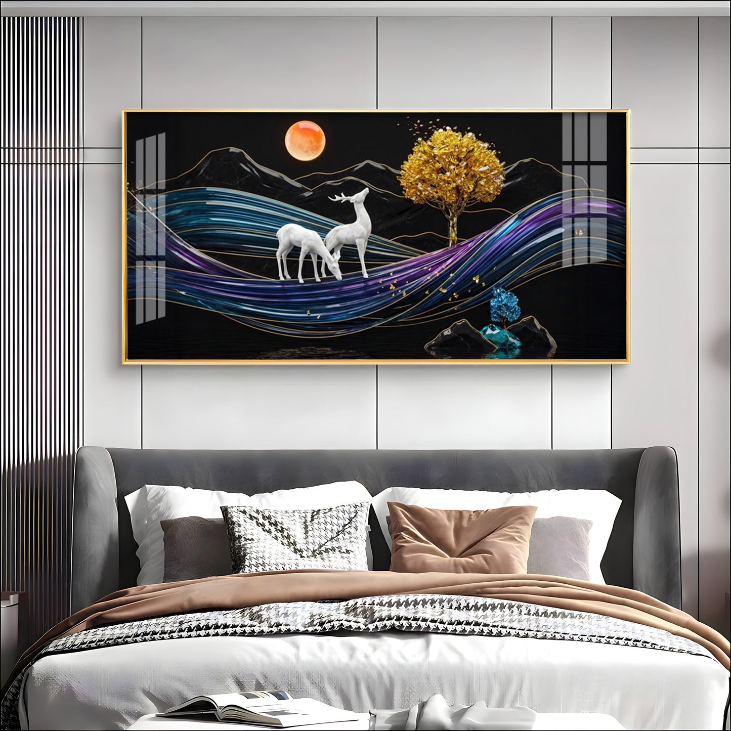 Tidal Deer Harmony Premium Acrylic Horizontal Wall Art