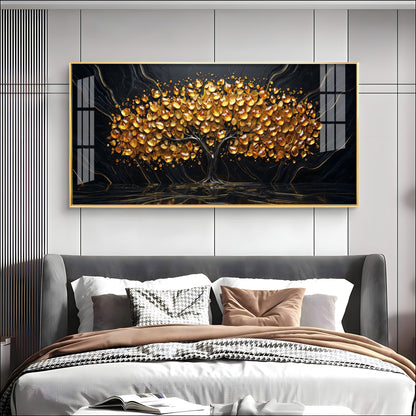 Midnight Gold Tree Premium Acrylic Horizontal Wall Art