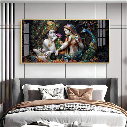 Eternal Love Mural Of Radha and Krishna Premium Acrylic Horizontal Wall Art