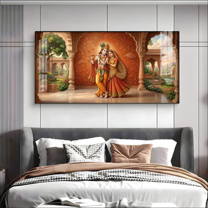 Lord Krishna With Shri Radha Premium Acrylic Horizontal Wall Art