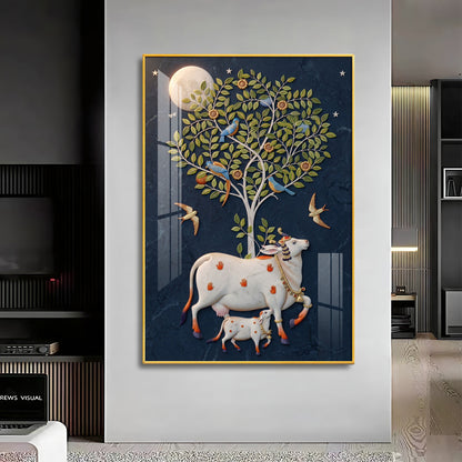 Pichwai Cow Premium Acrylic Vertical Wall Art