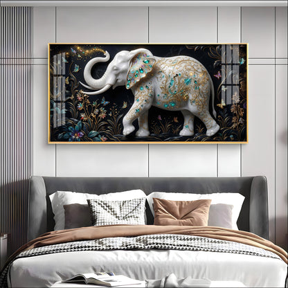 Emerald Elegance Elephant Premium Acrylic Horizontal Wall Art