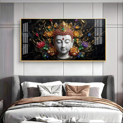 Lotus Serenity Lord Buddha Premium Acrylic Horizontal Wall Art