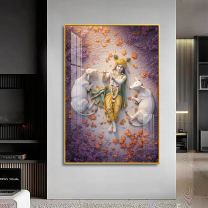 Lord Krishna Kripa Premium Acrylic Vertical Wall Art