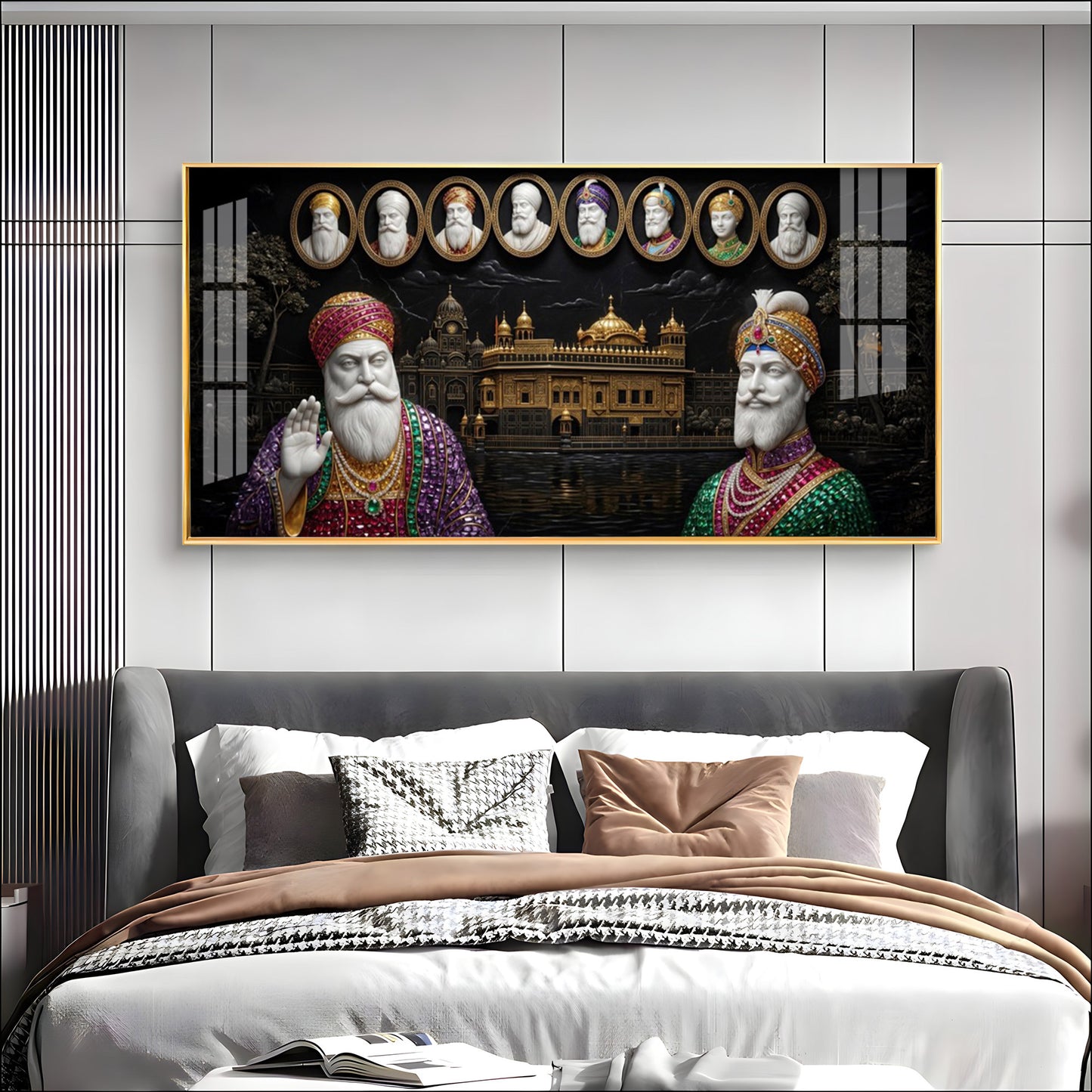 Ten Sikh Gurus & The Golden Temple Premium Acrylic Horizontal Wall Art