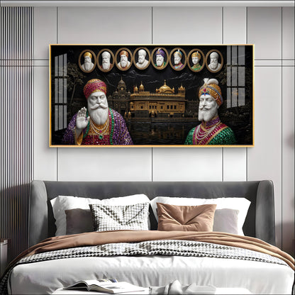 Ten Sikh Gurus & The Golden Temple Premium Acrylic Horizontal Wall Art