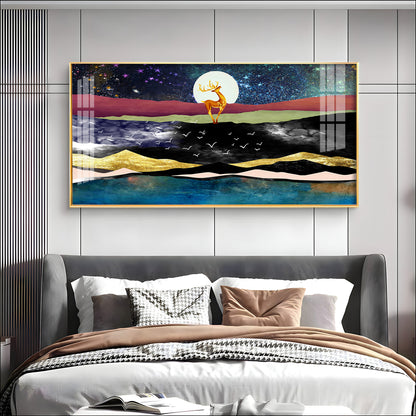 Deer In Glittering Mountainous Premium Acrylic Horizontal Wall Art
