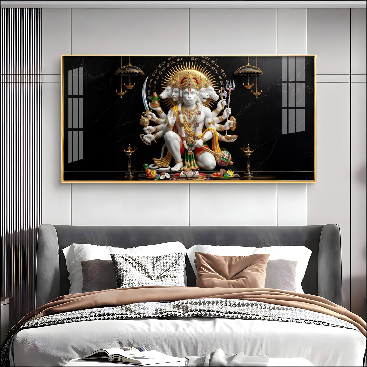 Cosmic Lord Of Panchamukhi Hanuman Premium Acrylic Horizontal Wall Art