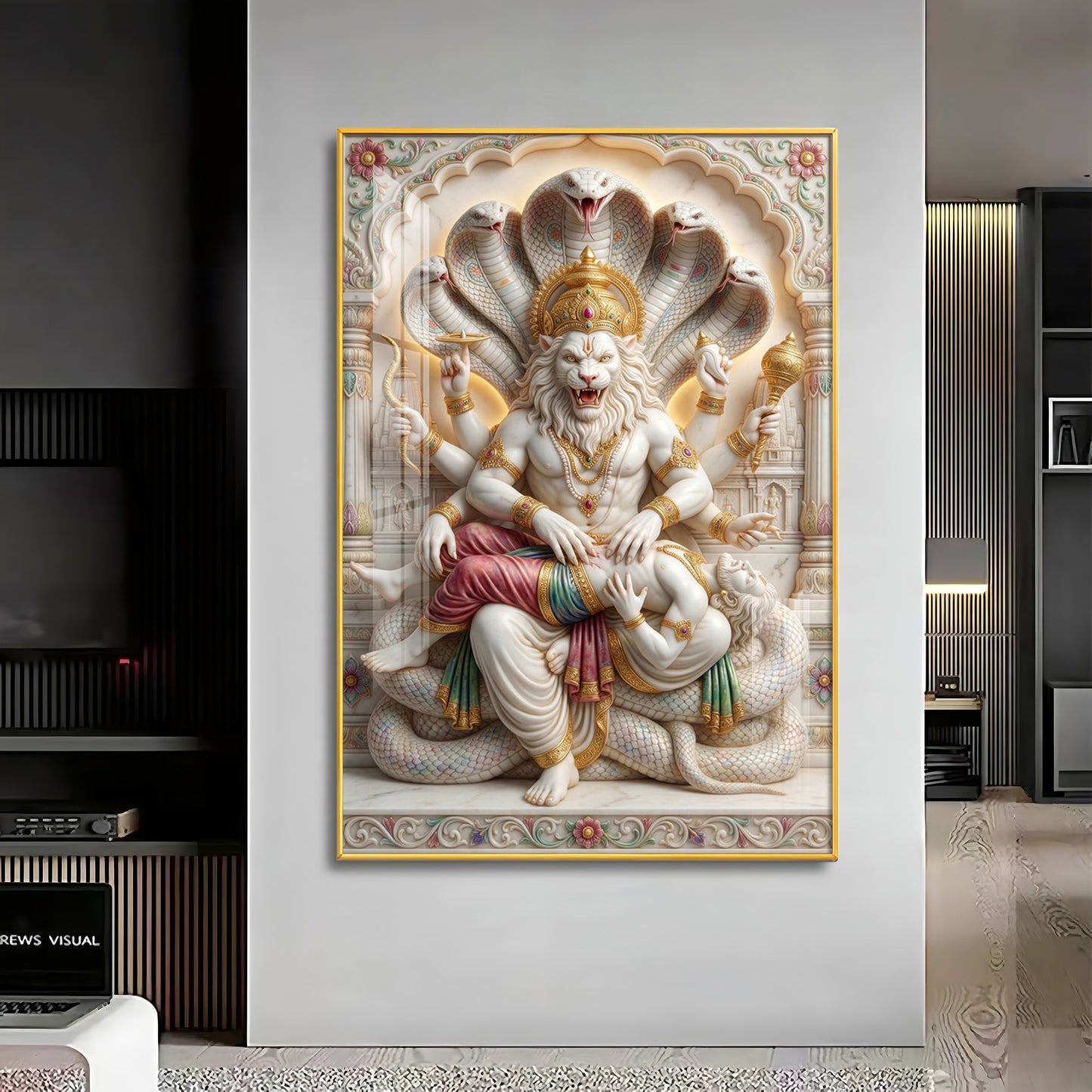 Divine Narasimha Premium Acrylic Vertical Wall Art