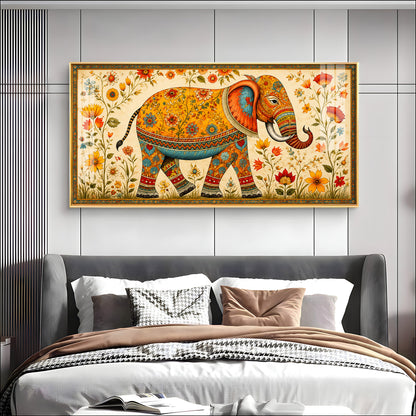 Royal Floral Elephant Premium Acrylic Horizontal Wall Art