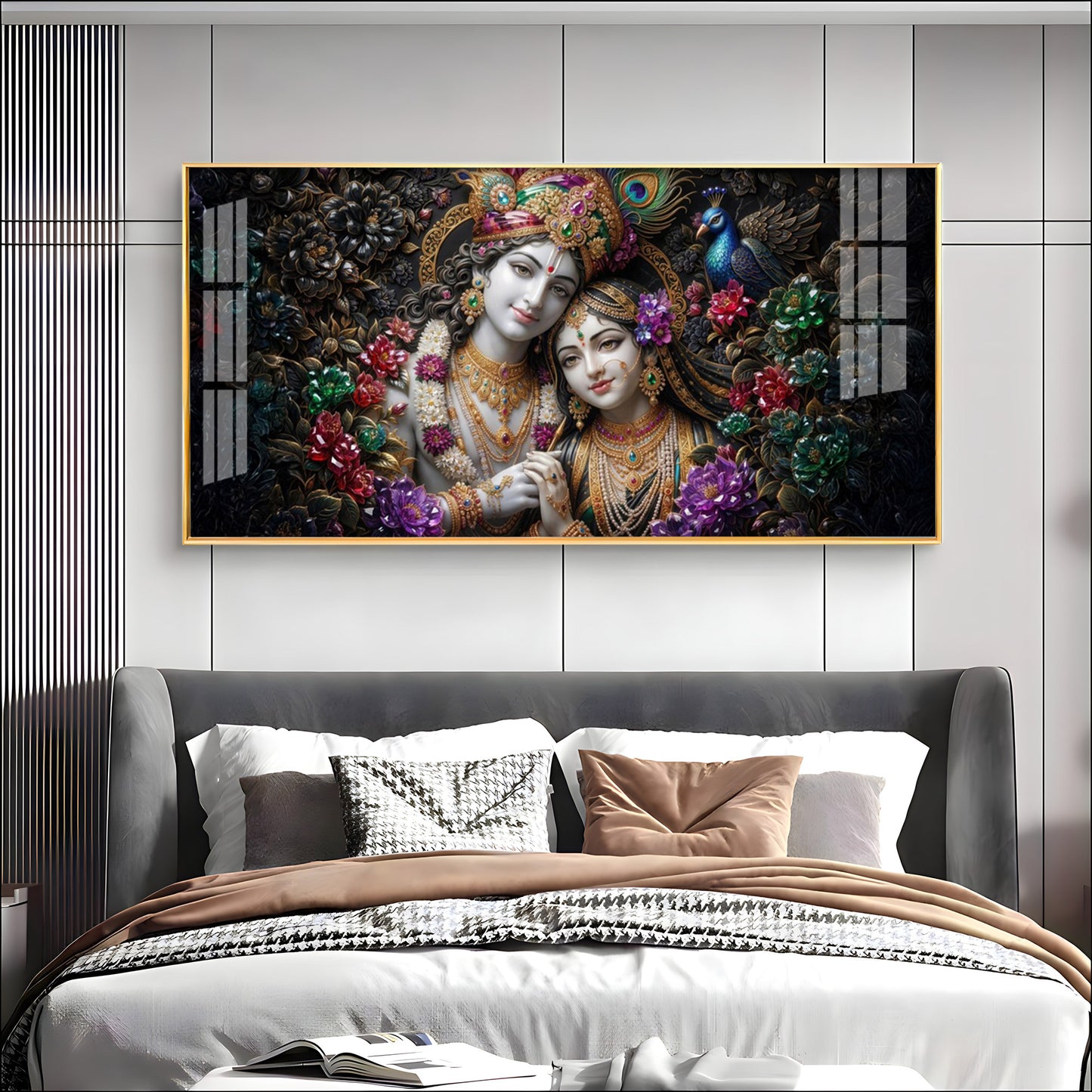 Beautiful Radha Krishna Love Premium Acrylic Horizontal Wall Art