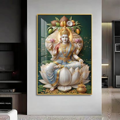 Hindu Goddess Lakshmi Premium Acrylic Vertical Wall Art