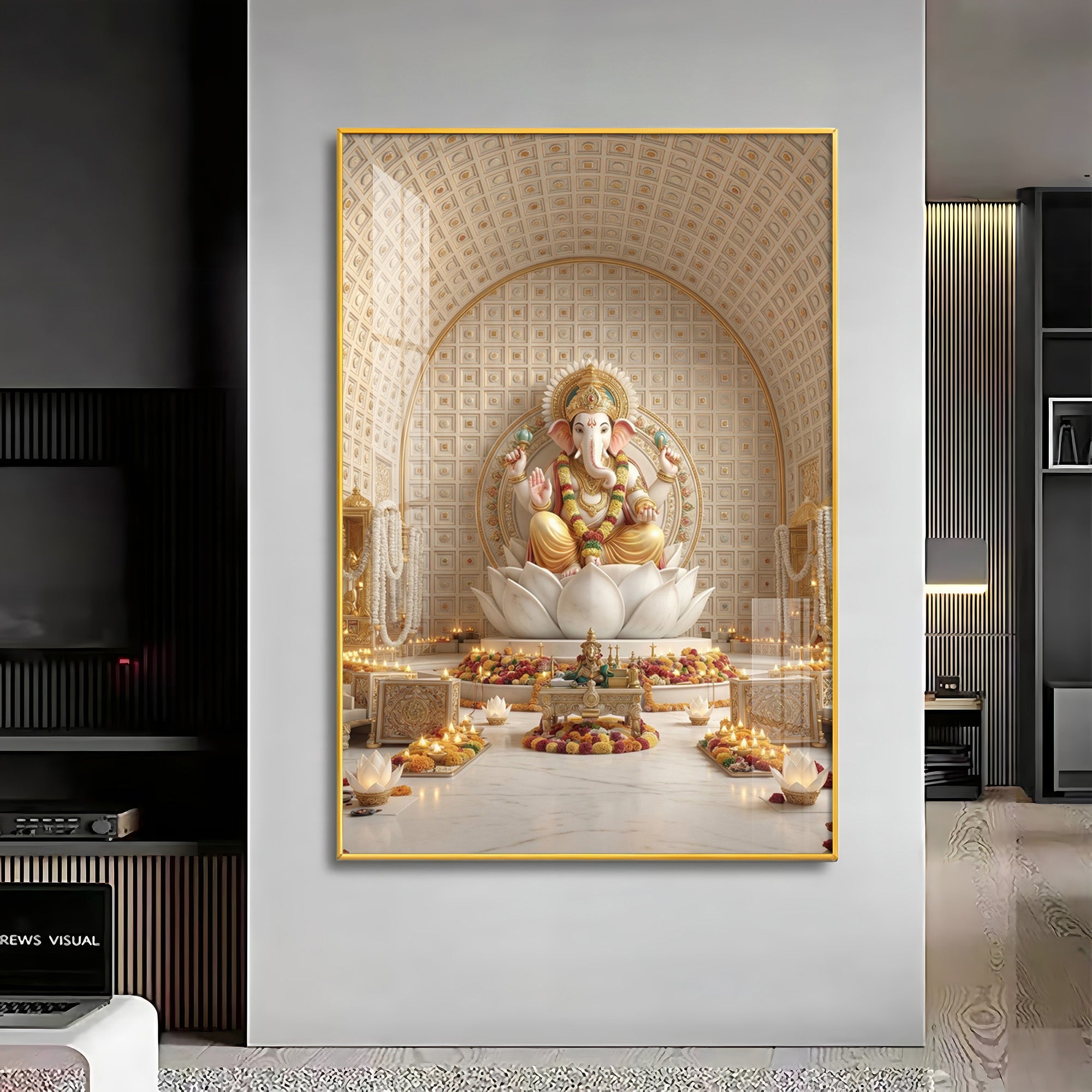 Hindu Deity Ganesha Premium Acrylic Vertical Wall Art