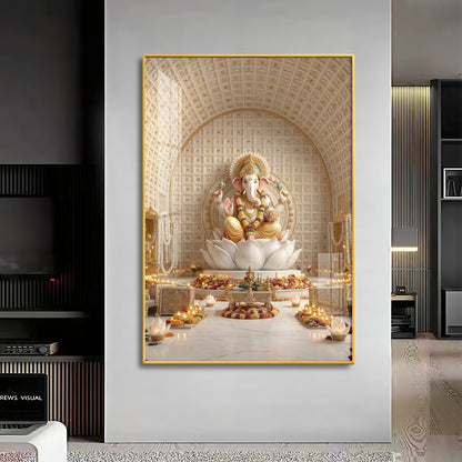 Hindu Deity Ganesha Premium Acrylic Vertical Wall Art