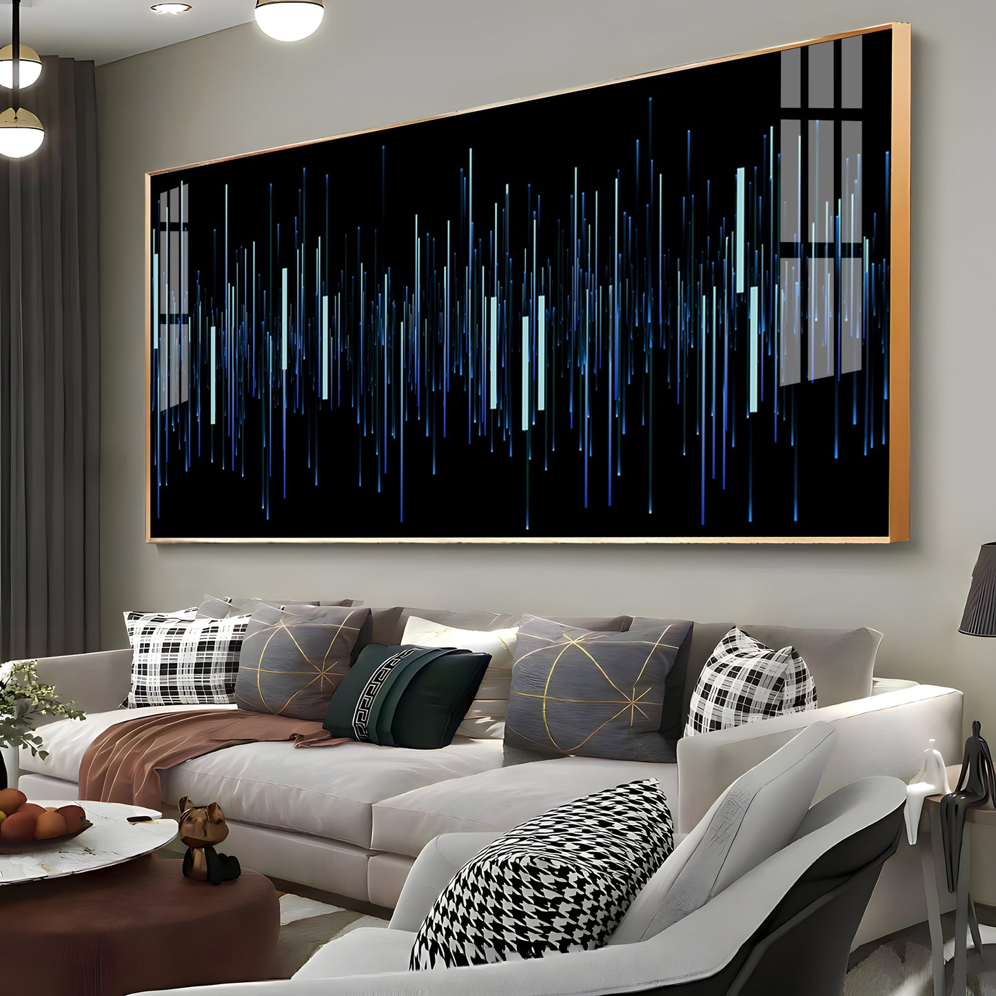 Abstract Vertical Light Bar Line Premium Acrylic Horizontal Wall Art