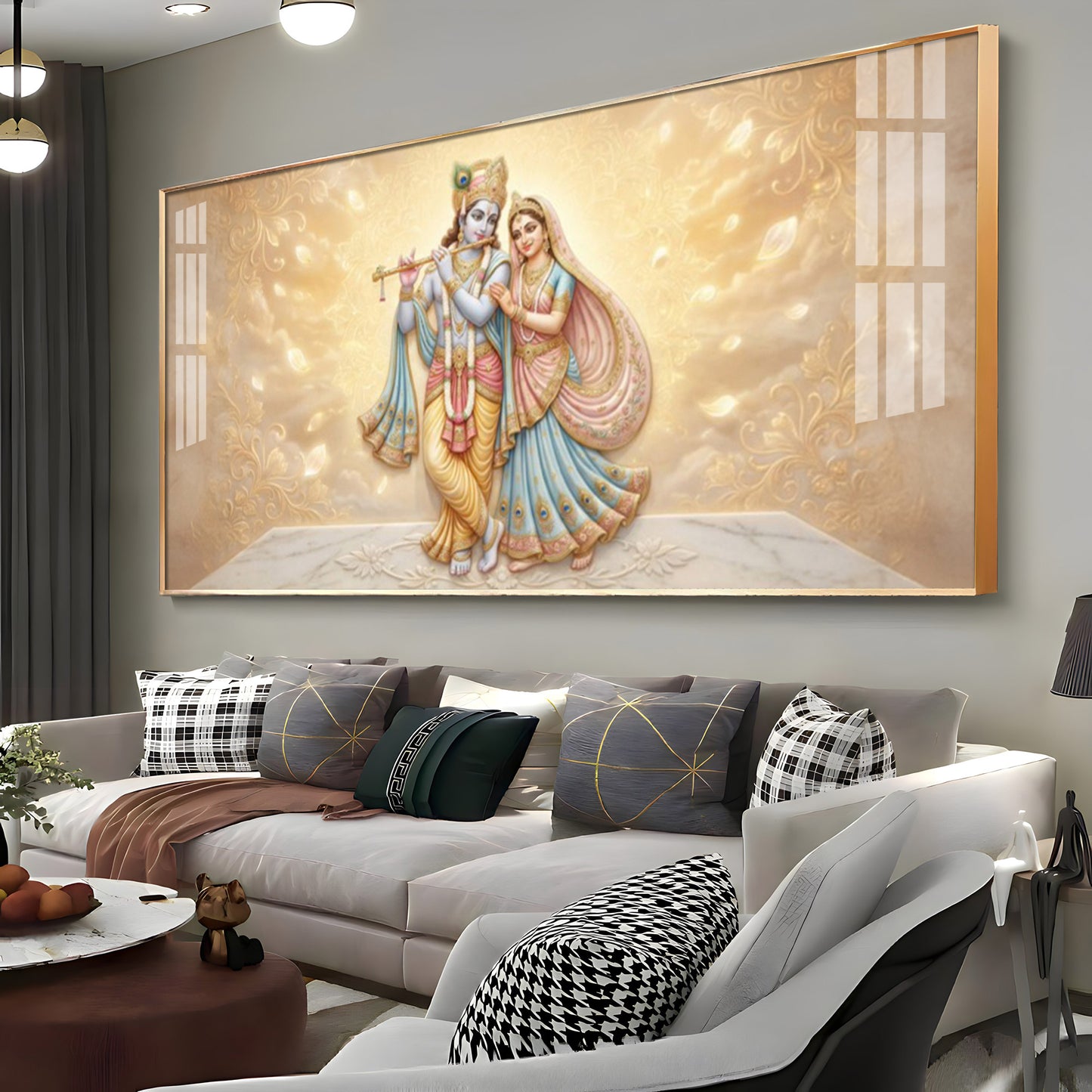 Divine Couple Radha Krishna Premium Acrylic Horizontal Wall Art
