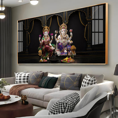 Goddess Lakshmi & Lord Ganesha Premium Acrylic Horizontal Wall Art
